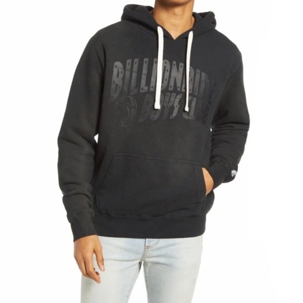 Billionaire Boys Club Black Hooded Pullover Sweatshirt with White Drawstrings